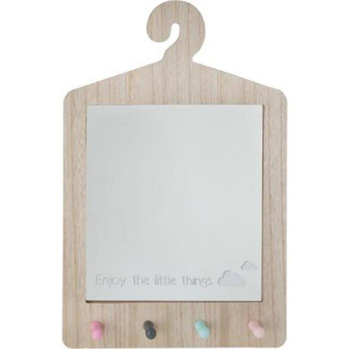 Atmosphera Kids Patère 4 Têtes Avec Miroir  Cintre  29x44cm Naturel