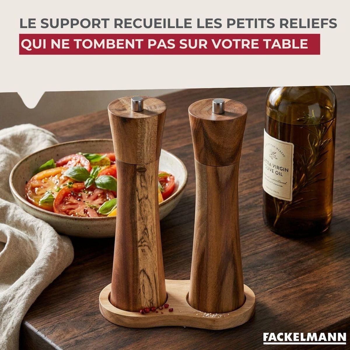 Fackelmann Set moulin à poivre et sel en bois Fackelmann Acacia