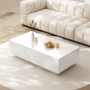 Voir la diapositive 3 : MERAX Table Basse Brillante Avec 2 Tiroirs Et 2 Rangements Push-pull Blanc