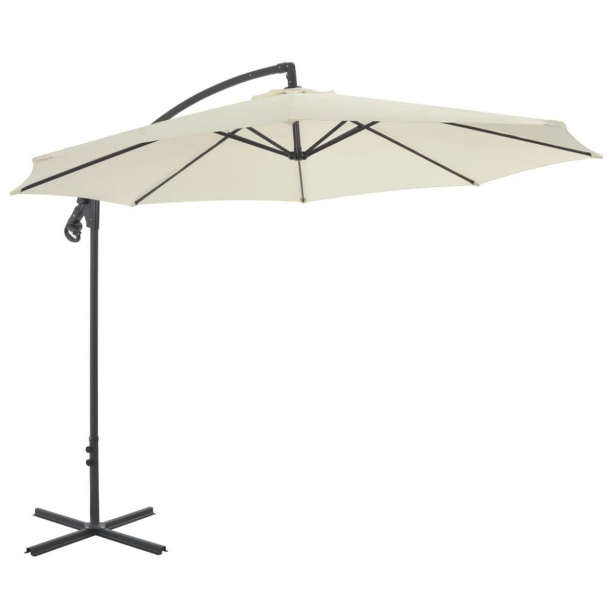 VIDAXL Parasol de jardin en porte-a-faux avec poteau en acier sable