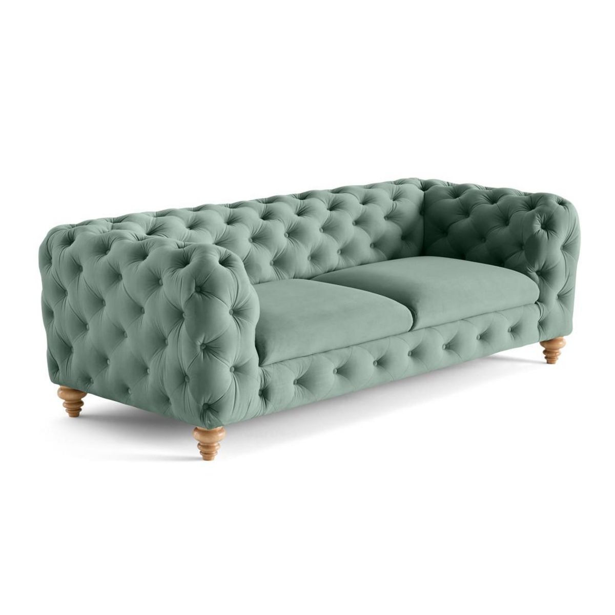 LISA DESIGN Walter - canapé 3 places chesterfield en velours - pieds bois