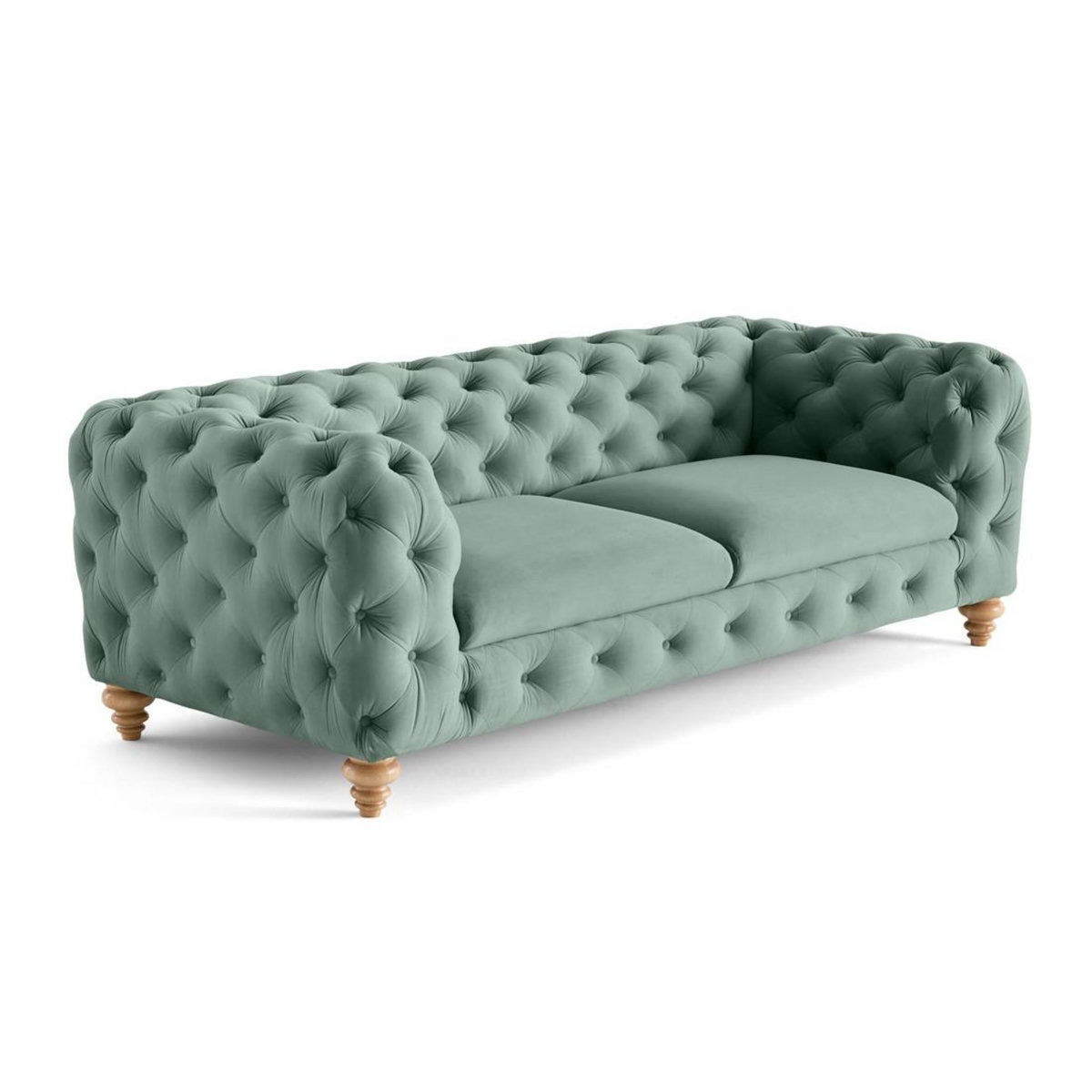 LISA DESIGN Walter - canapé 3 places chesterfield en velours - pieds bois