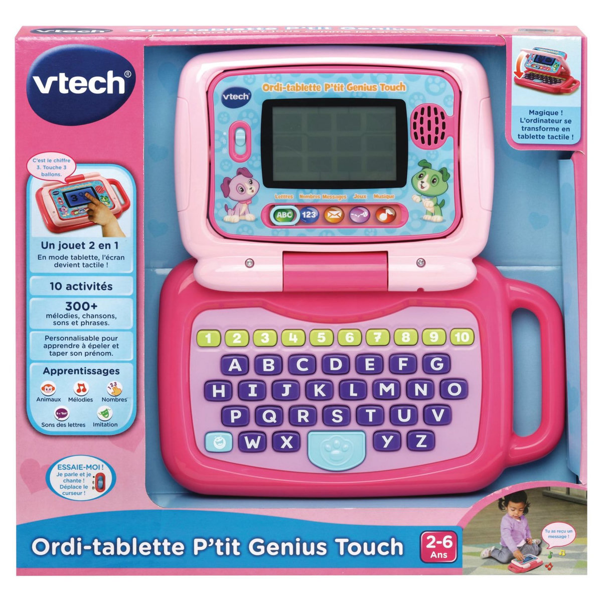 VTECH Ordi tablette P'tit Genius Touch mauve