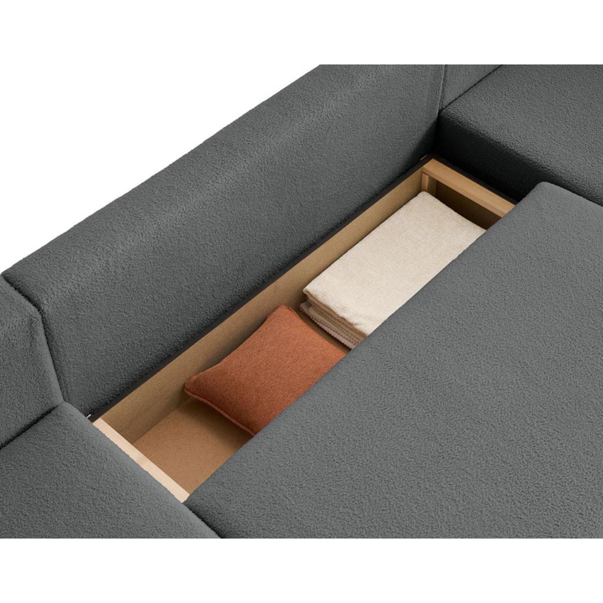 BEST MOBILIER Topaze - canapé panoramique en u - 7 places - convertible avec coffre - en tissu bouclette