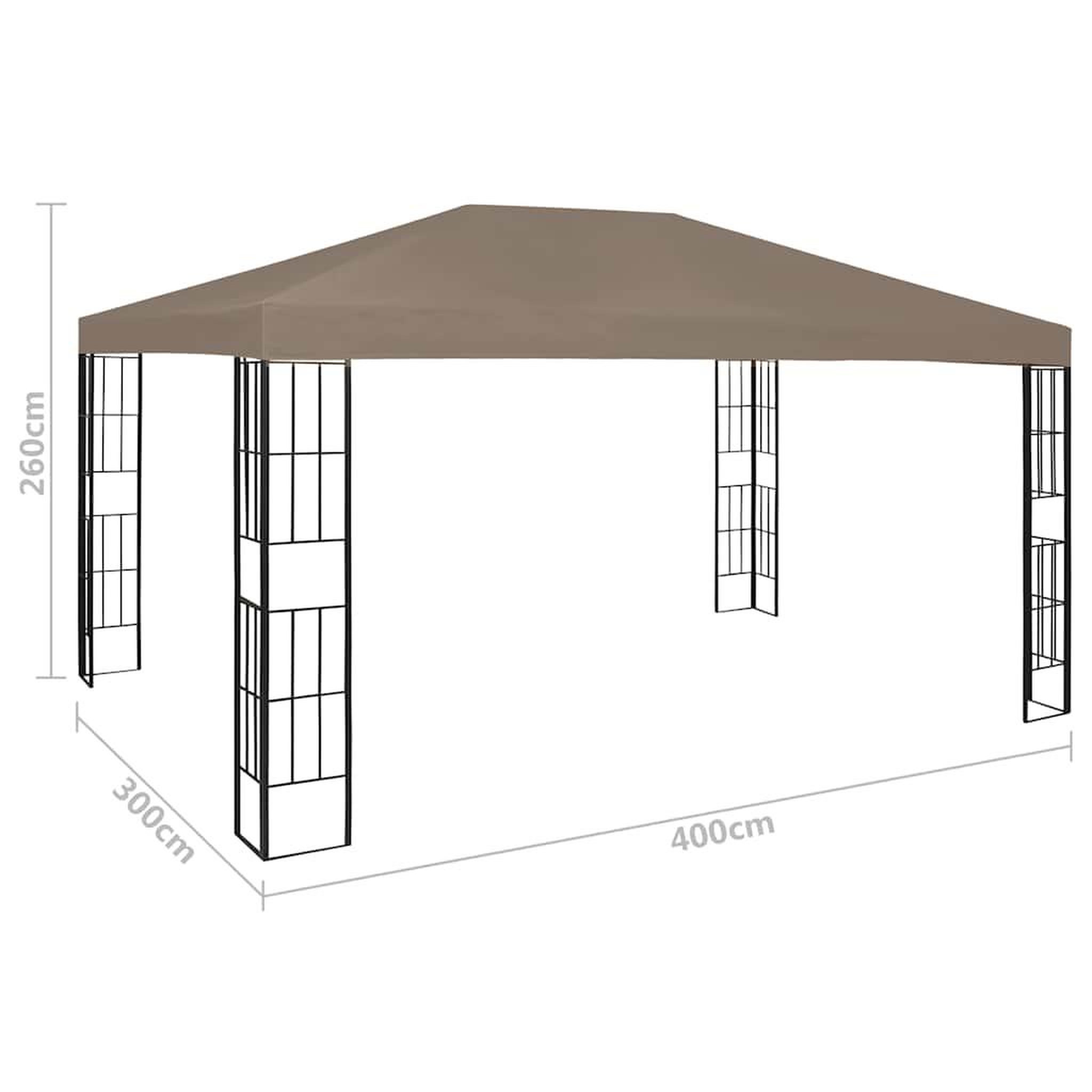 Voir la diapositive 6 : VIDAXL Tonnelle avec guirlande lumineuse a LED 4x3 m Taupe