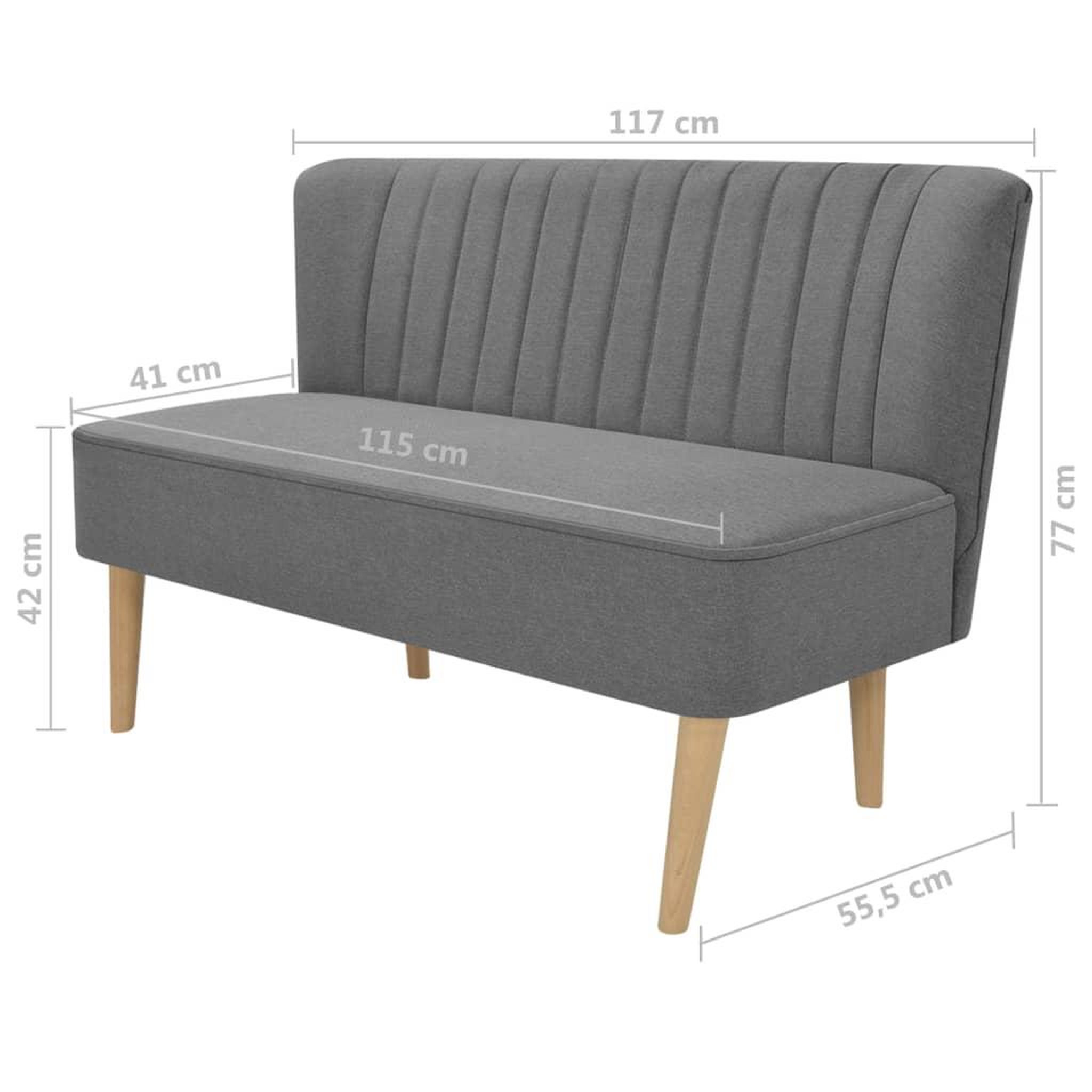 Voir la diapositive 4 : VIDAXL Canape 117 x 55,5 x 77 cm Tissu Gris clair