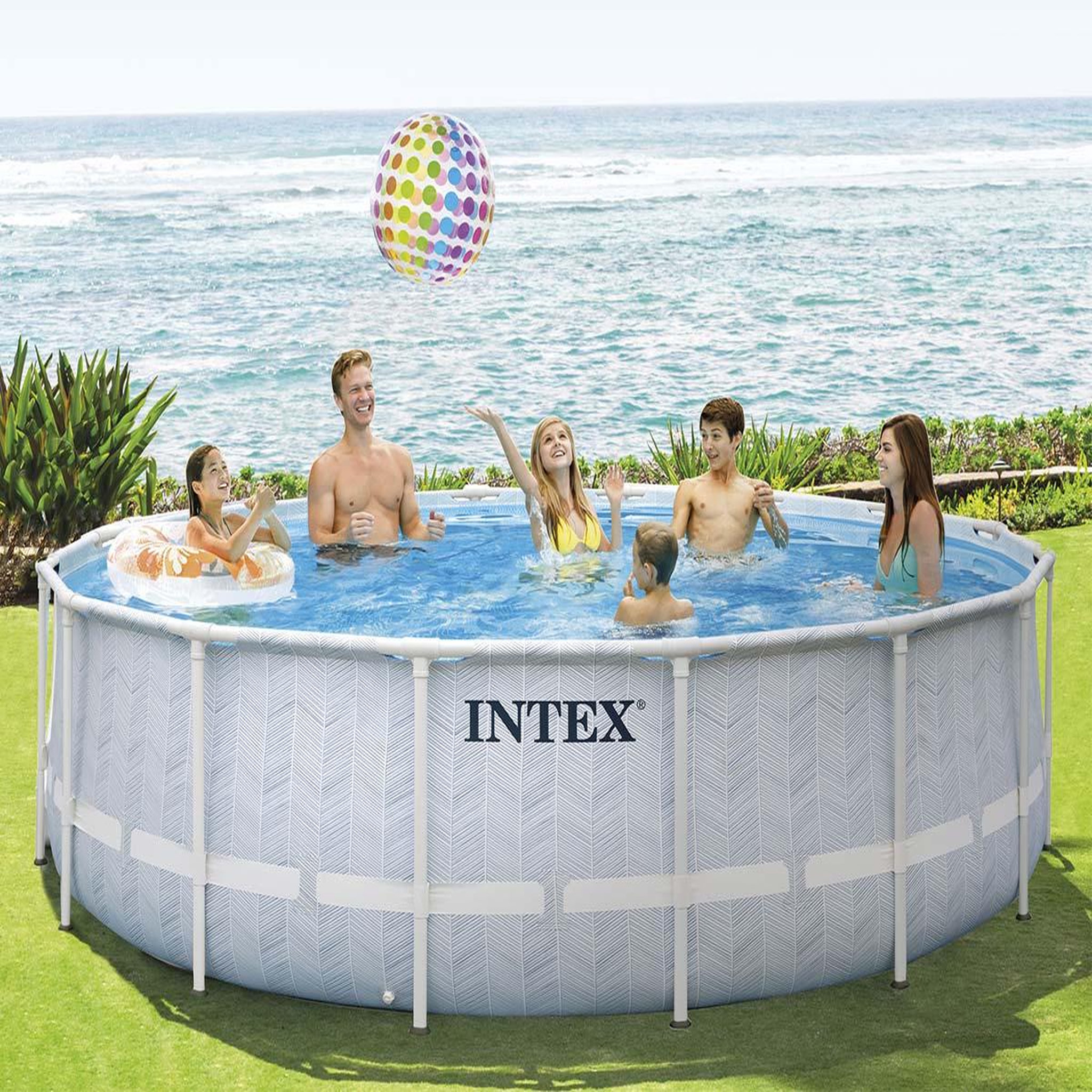 Voir la diapositive 2 : INTEX Piscine tubulaire chevron ronde 4,88 x 1,22 m - intex