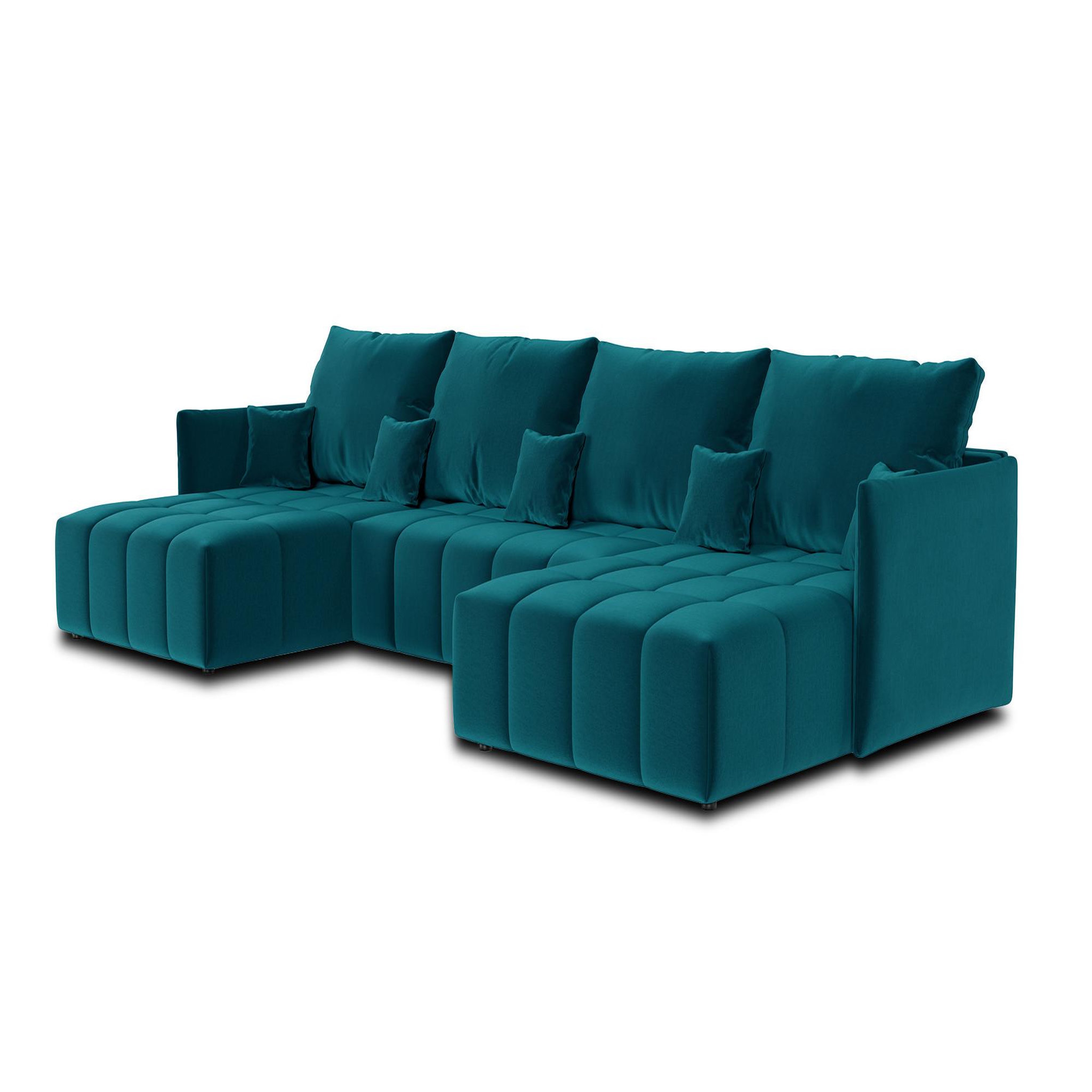 Voir la diapositive 4 : BEST MOBILIER Petra - canapé panoramique en u - 7 places - convertible - avec coffre - en velours