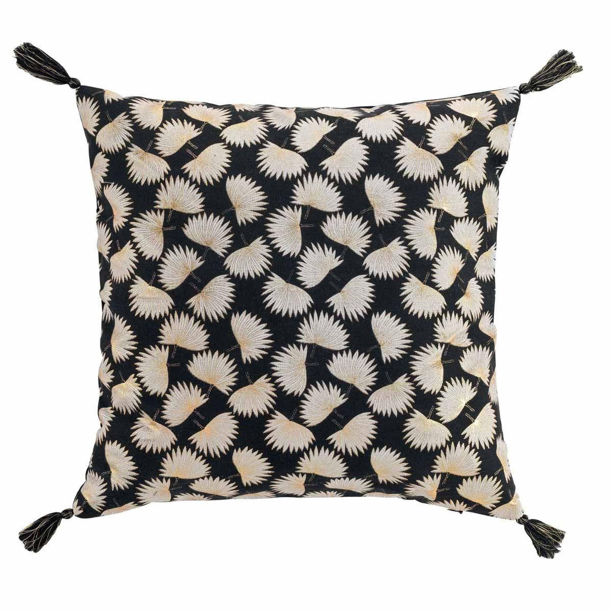 Douceur d'Intérieur Coussin déco à pompons  tosane  45x45cm noir