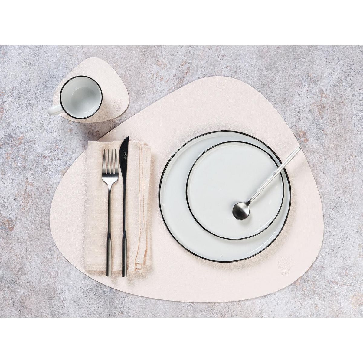 BJORN Serviette de table - 6 pièces - Lin et coton blanc crème