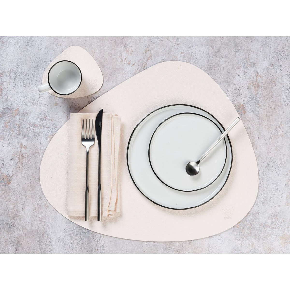 BJORN Serviette de table - 6 pièces - Lin et coton blanc crème