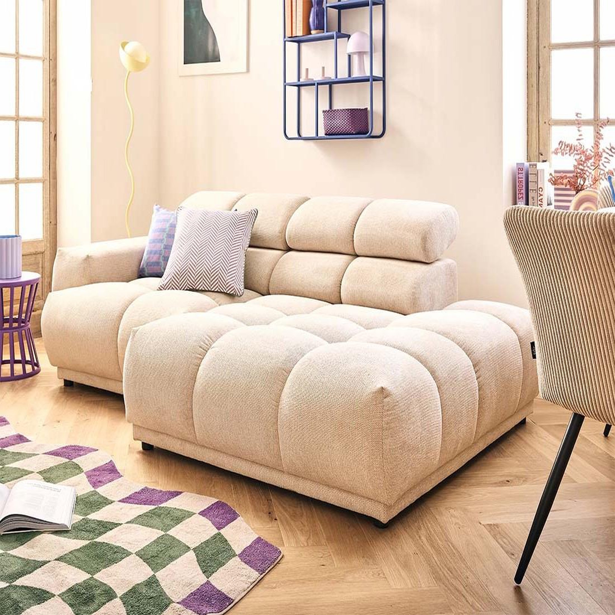 Voir la diapositive 4 : LISA DESIGN Matera - canapé d'angle droit 4 places avec têtières réglables en tissu texturé