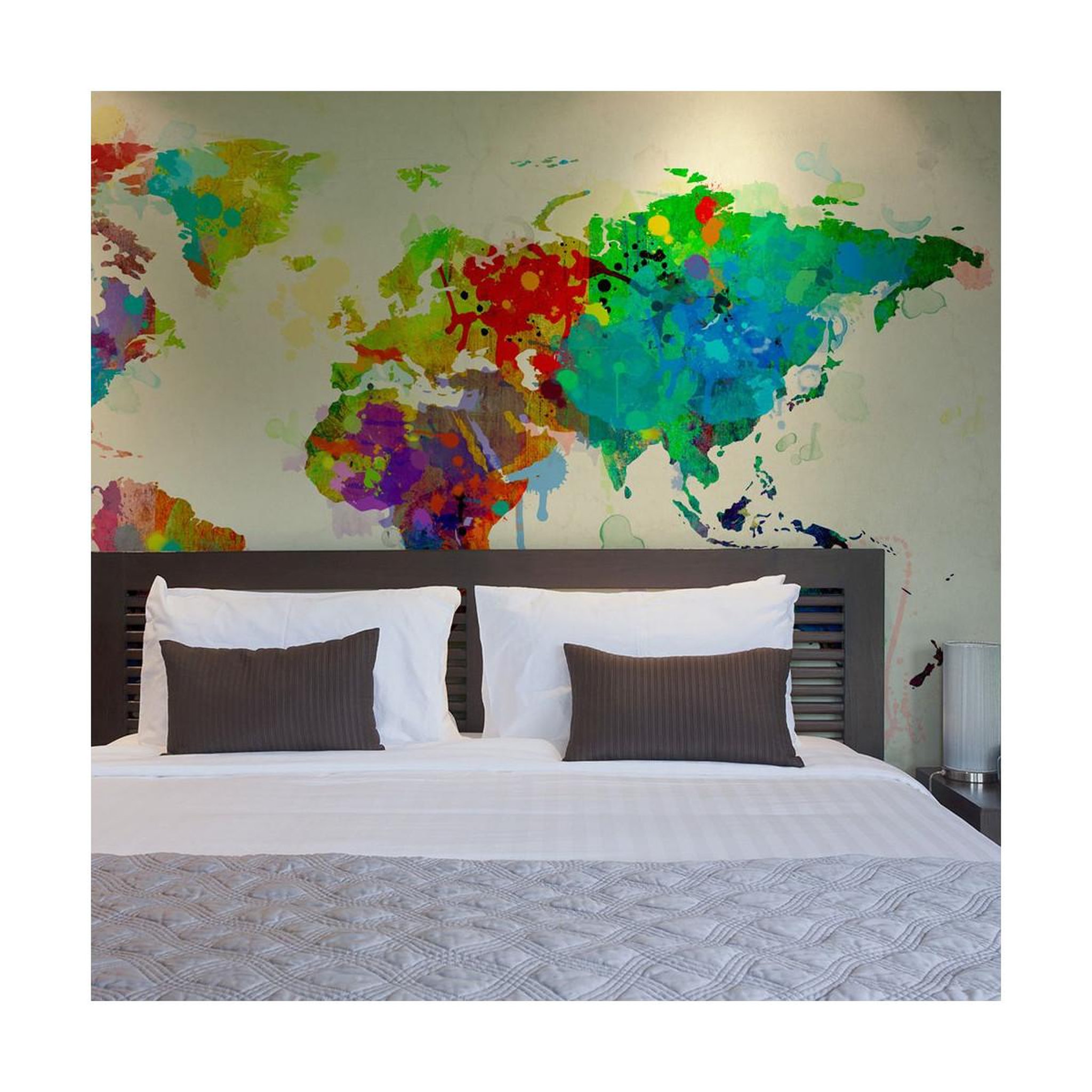 Voir la diapositive 1 : Paris Prix Papier Peint  Paint Splashes Map of the World