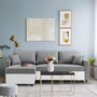 Voir la diapositive 2 : MARKET24 Canapé d'angle réversible convertible grand couchage + coffre - Tissu Blanc et gris - L 228 x P 148 x H 86 cm - OWENS
