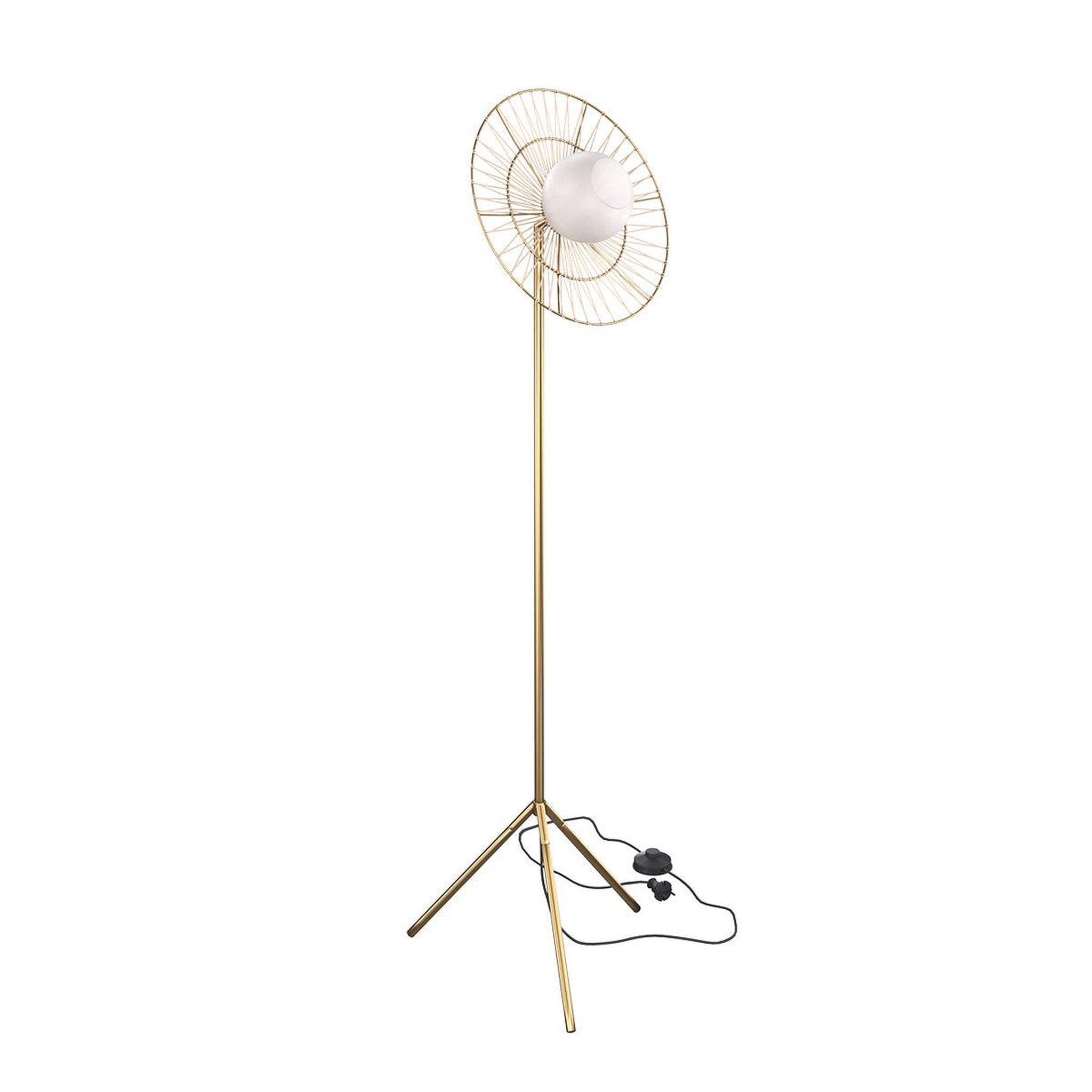 Voir la diapositive 2 : MAISON PAVANE Lampadaire en métal doré 156 cm-bandia