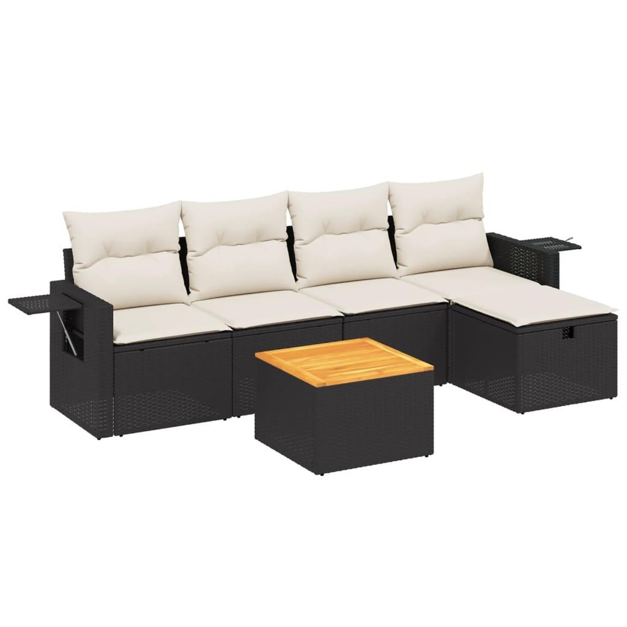 Voir la diapositive 2 : VIDAXL Salon de jardin 6 pcs avec coussins noir resine tressee