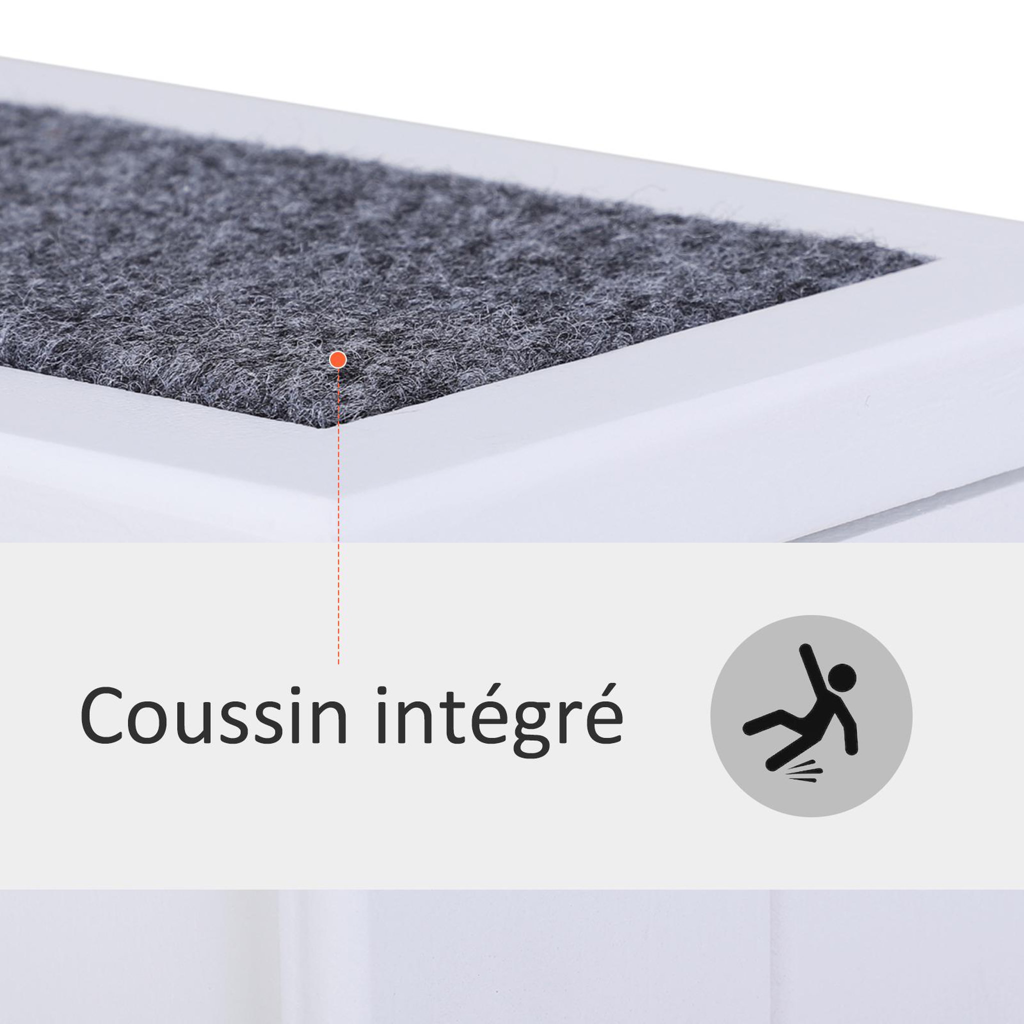 Voir la diapositive 6 : PAWHUT Escalier pour chien animaux rampe 3 marches revêtement tapis coffre interne rangement blanc