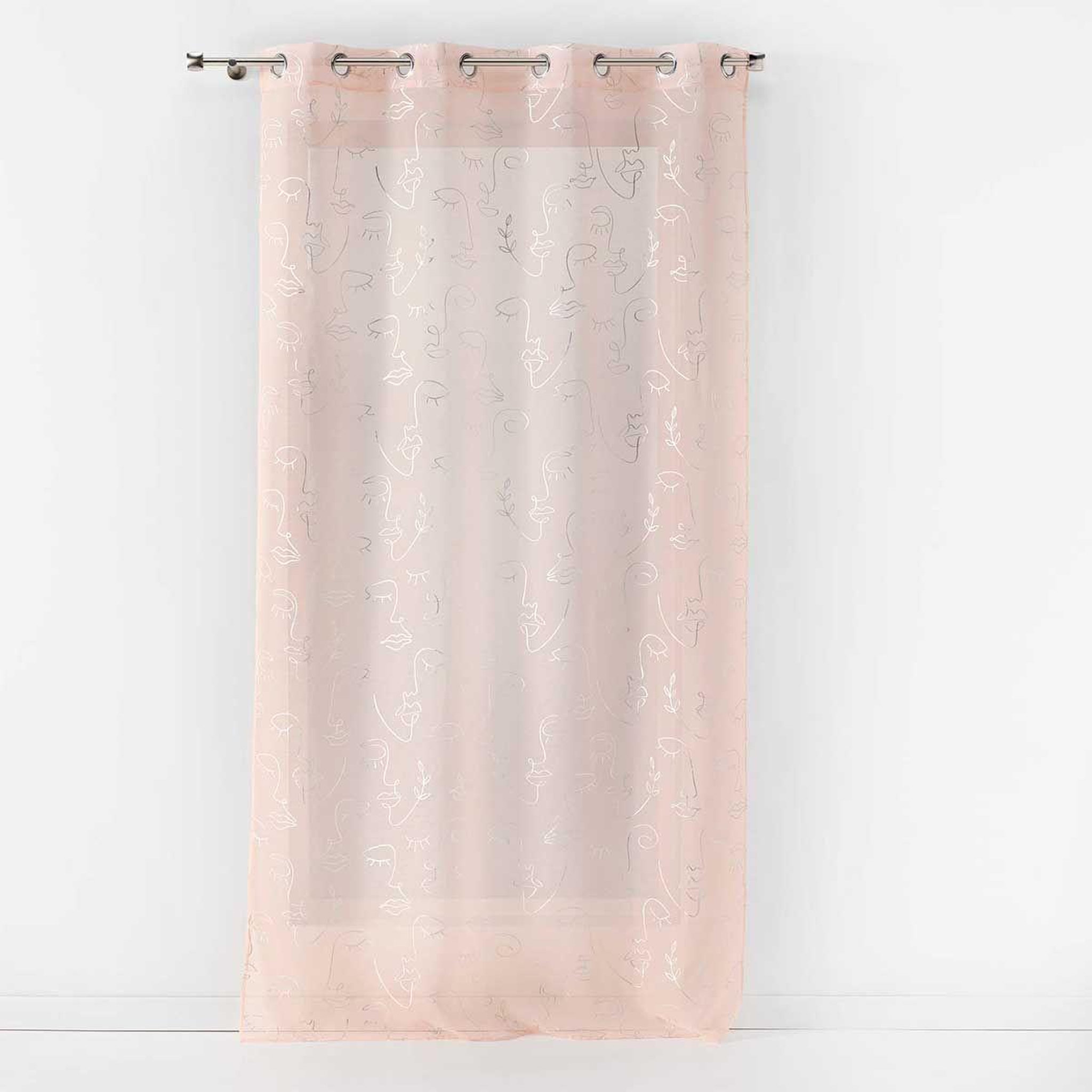 Douceur d'Intérieur Rideau voilage à œillets  arty line  140x240cm rose & argent