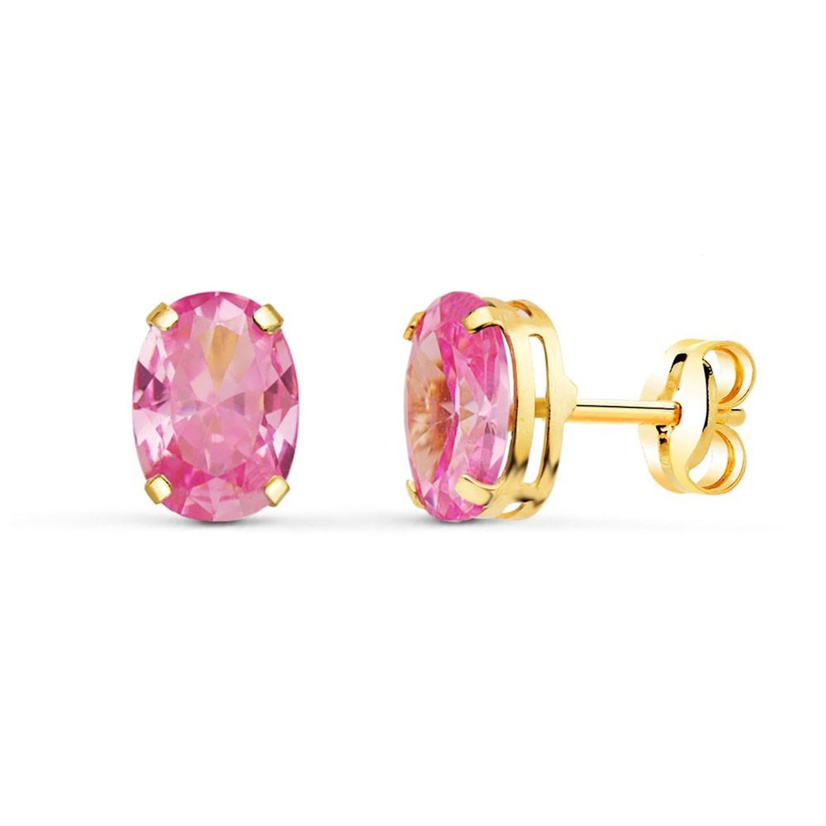 L'ATELIER D'AZUR Boucles d'Oreilles Or 18 Carats 750/000 - Zirconiums Roses