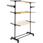 Voir la diapositive 4 : ID MARKET Séchoir à linge vertical pliable 3 niveaux MAXIMA capacité 20M noir et effet bois