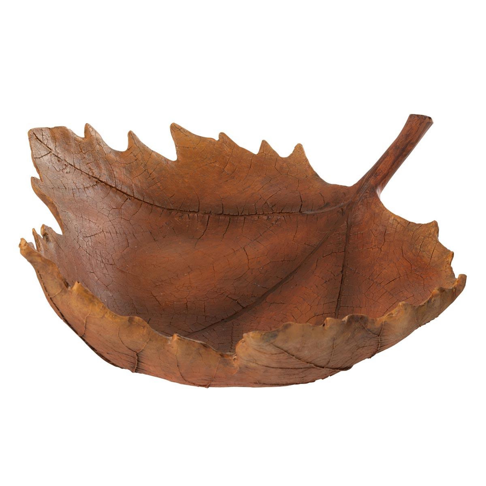 J-LINE Coupelle déco feuille  automne  41cm orange foncé