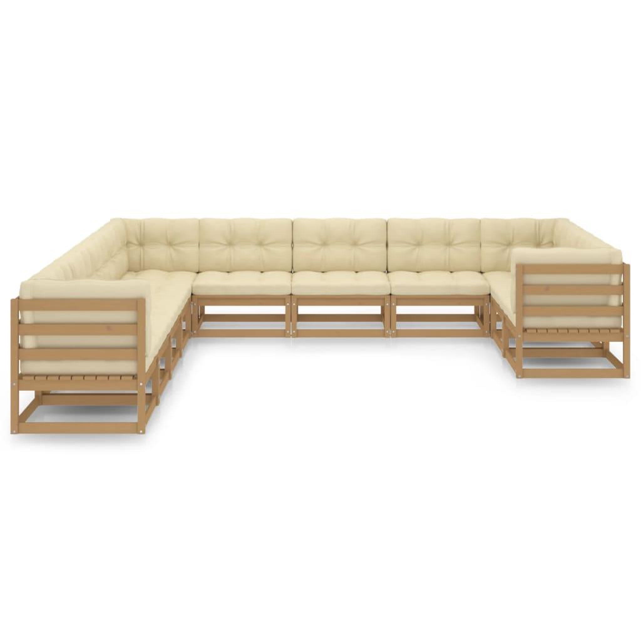 Voir la diapositive 2 : VIDAXL Salon de jardin 11 pcs avec coussins Marron miel Bois de pin