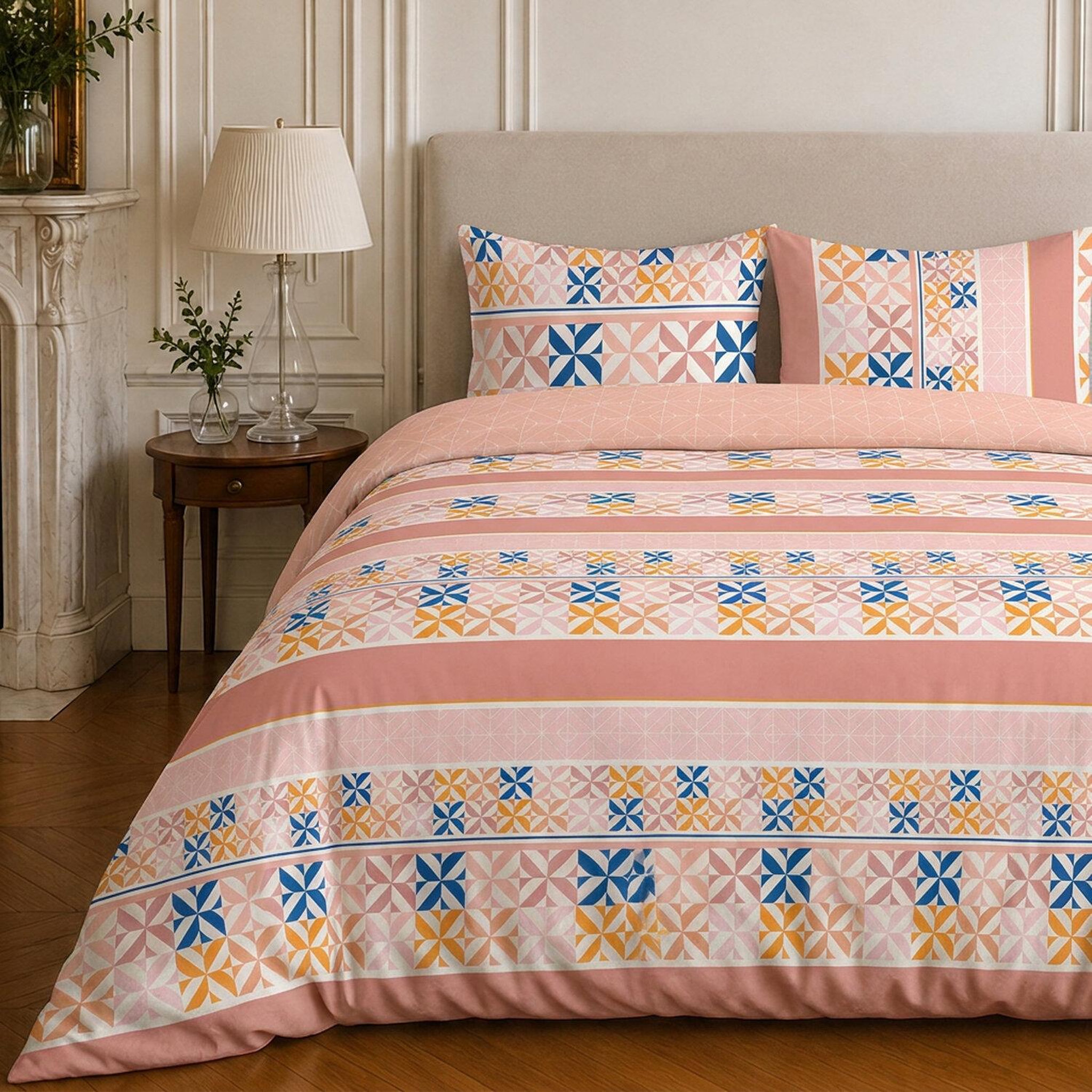 Voir la diapositive 3 : Home collection Parure housse de couette imprimée 100% microfibre - blueberry - 220x240 cm