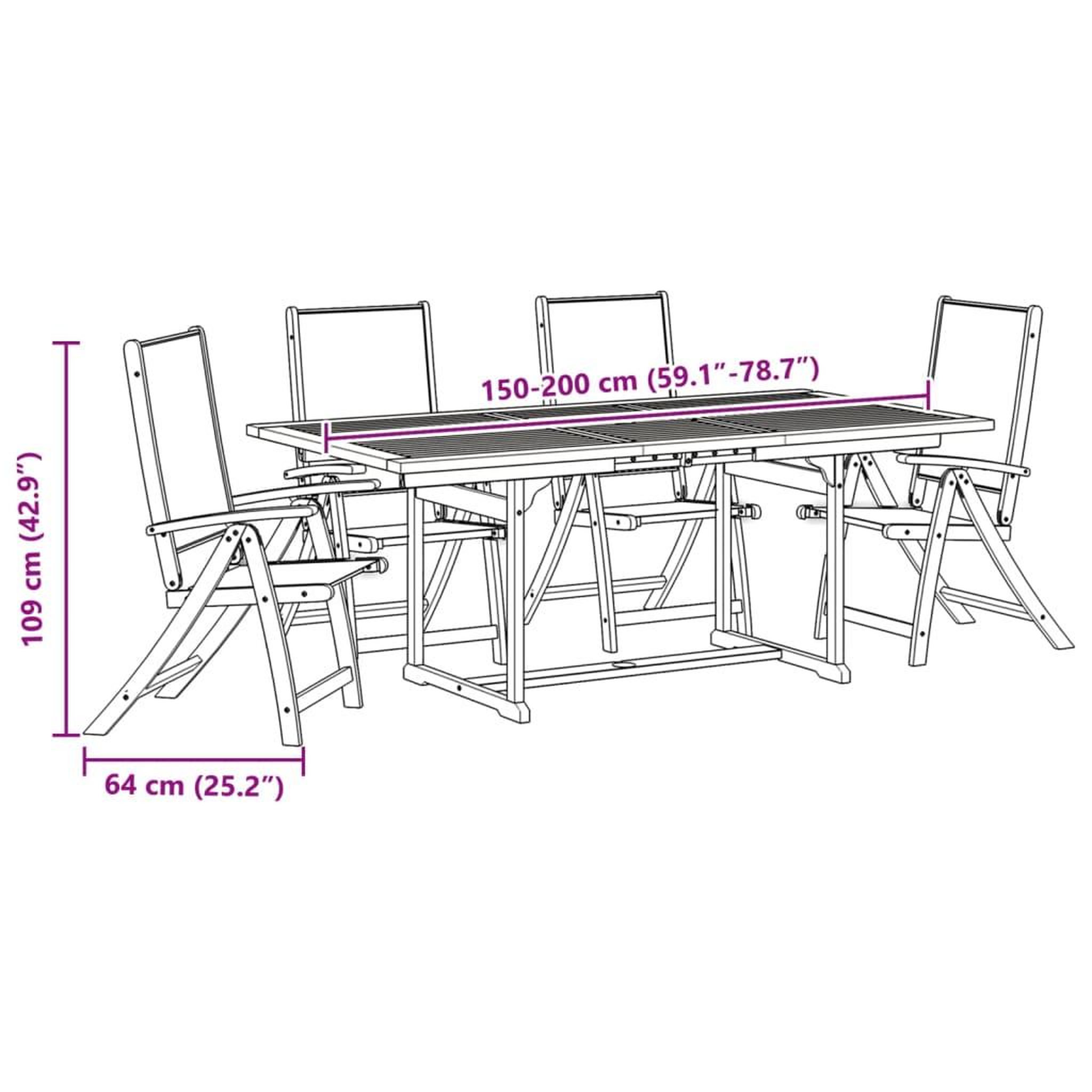 Voir la diapositive 6 : VIDAXL Ensemble a manger de jardin 5pcs bois d'acacia solide textilene