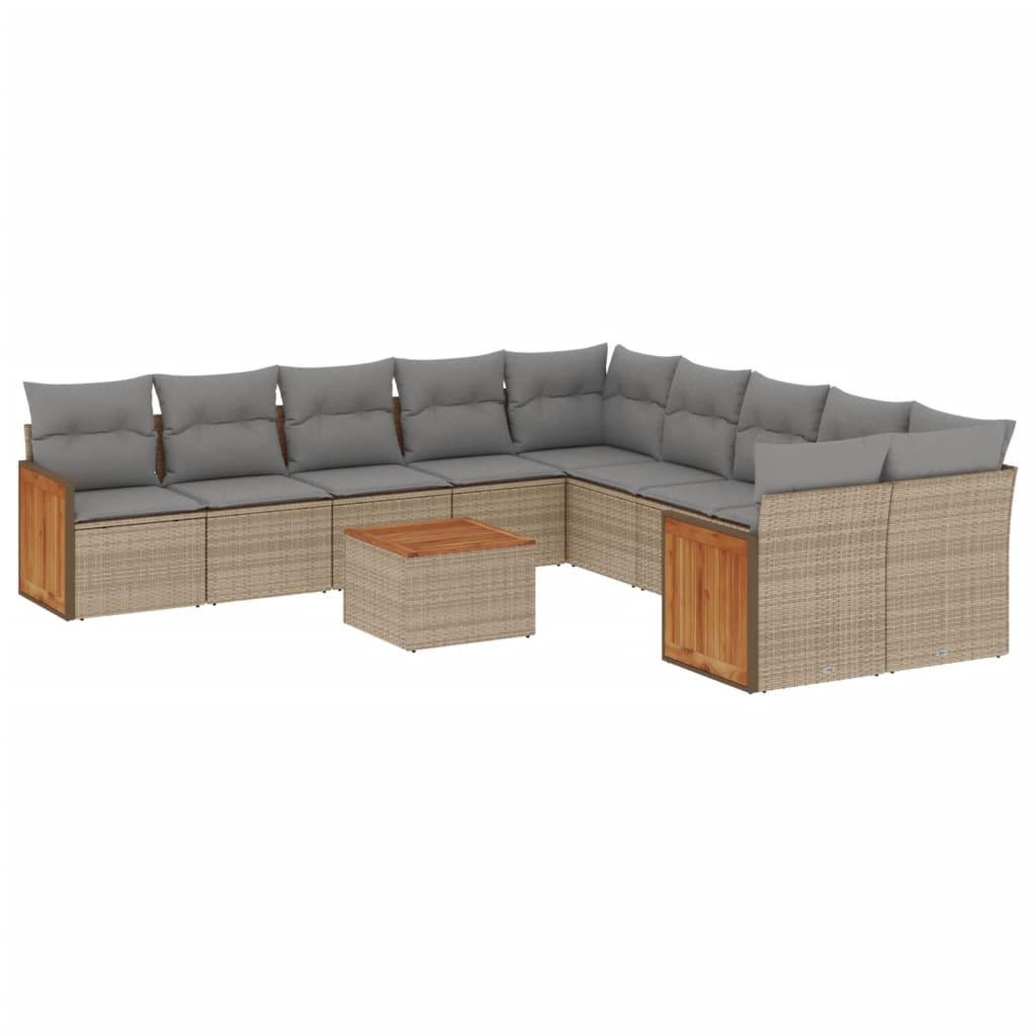 Voir la diapositive 2 : VIDAXL Salon de jardin 11 pcs avec coussins beige resine tressee