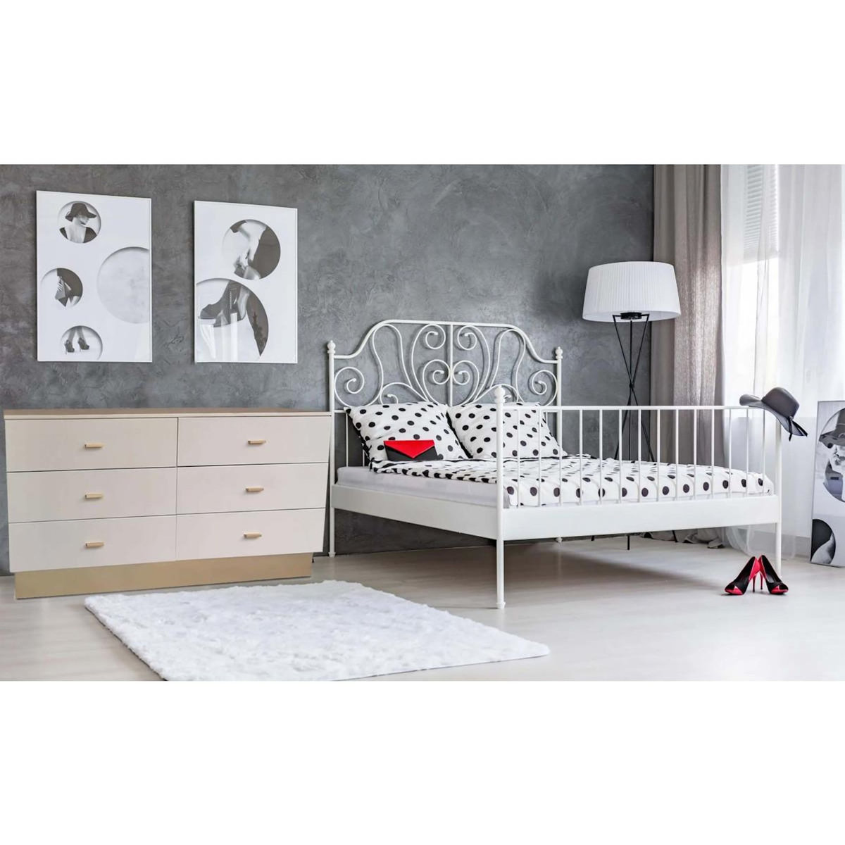 Paris Prix Commode 6 Tiroirs Design  Tazea  160cm Taupe