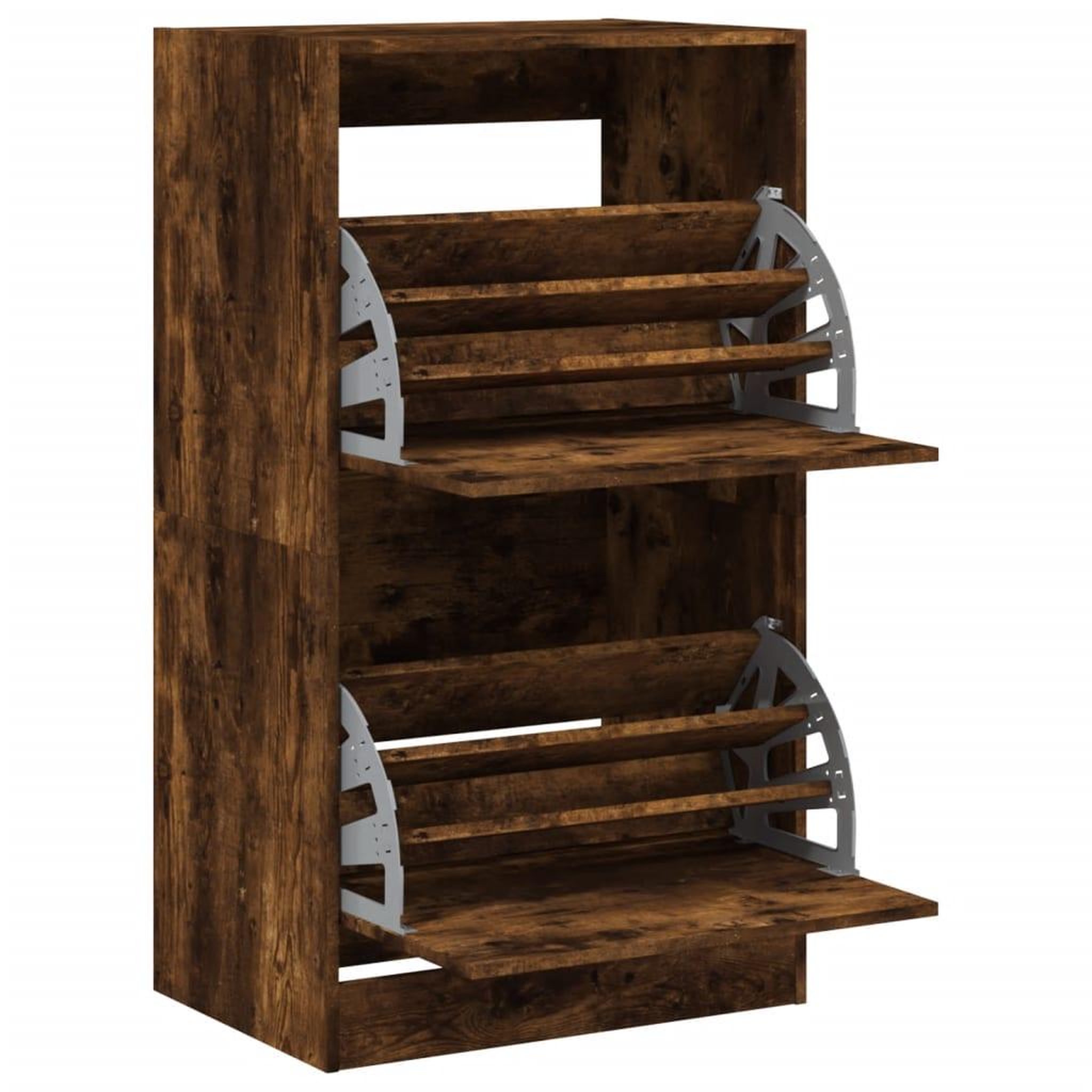 Voir la diapositive 5 : VIDAXL Armoire a chaussures 2 tiroirs rabattables chene fume