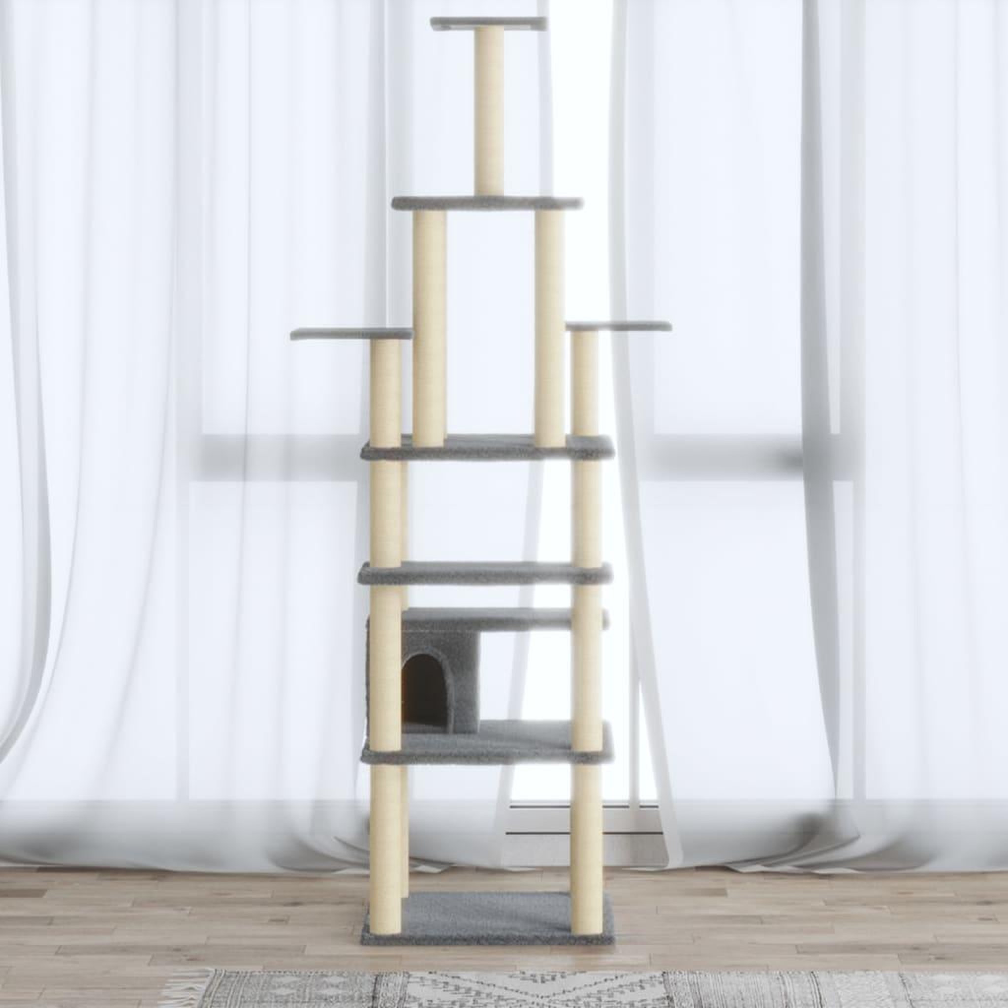 VIDAXL Arbre a chat avec griffoirs en sisal Gris clair 183 cm