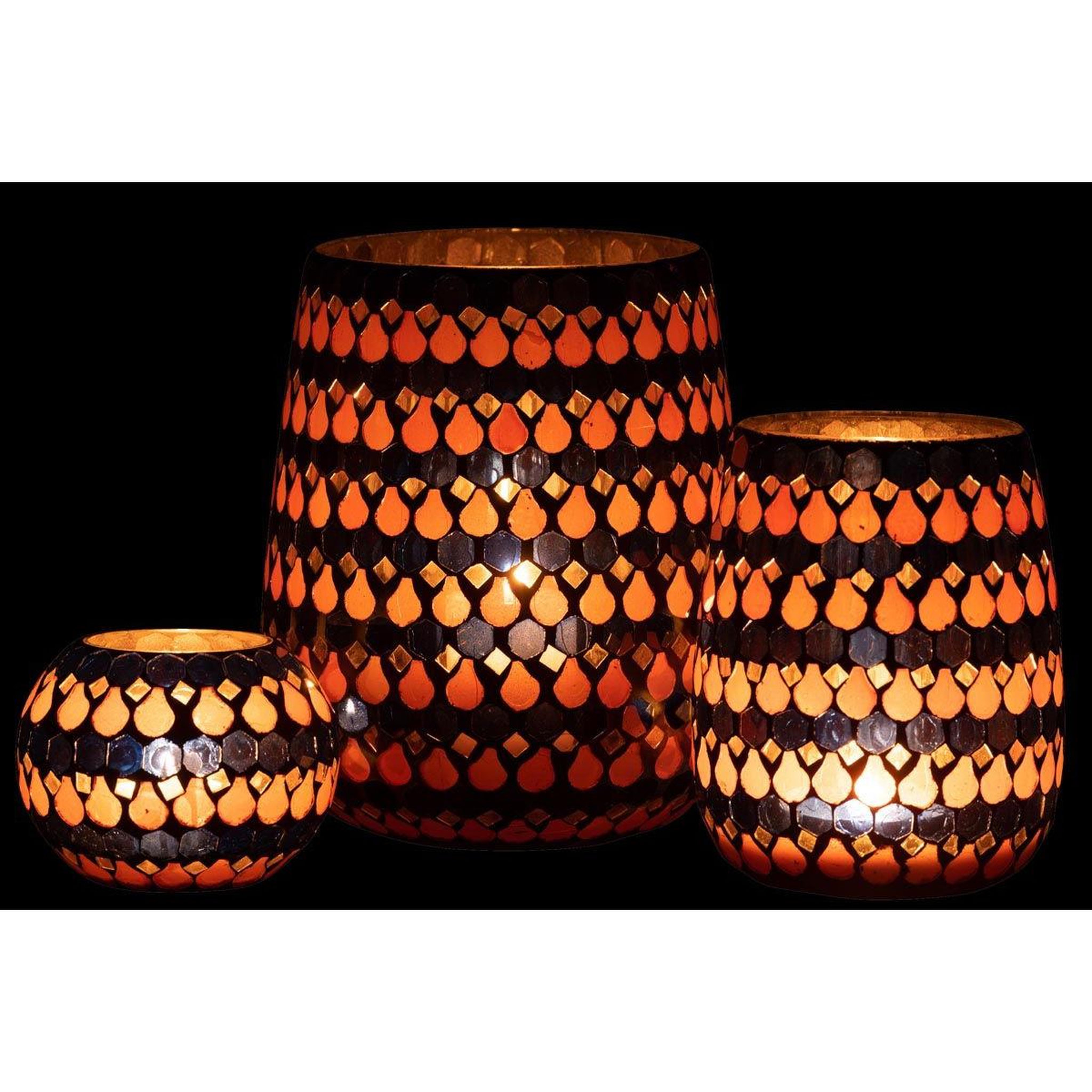 Voir la diapositive 6 : J-LINE Photophore Design Goutte  African Desire  21cm Orange & Bleu