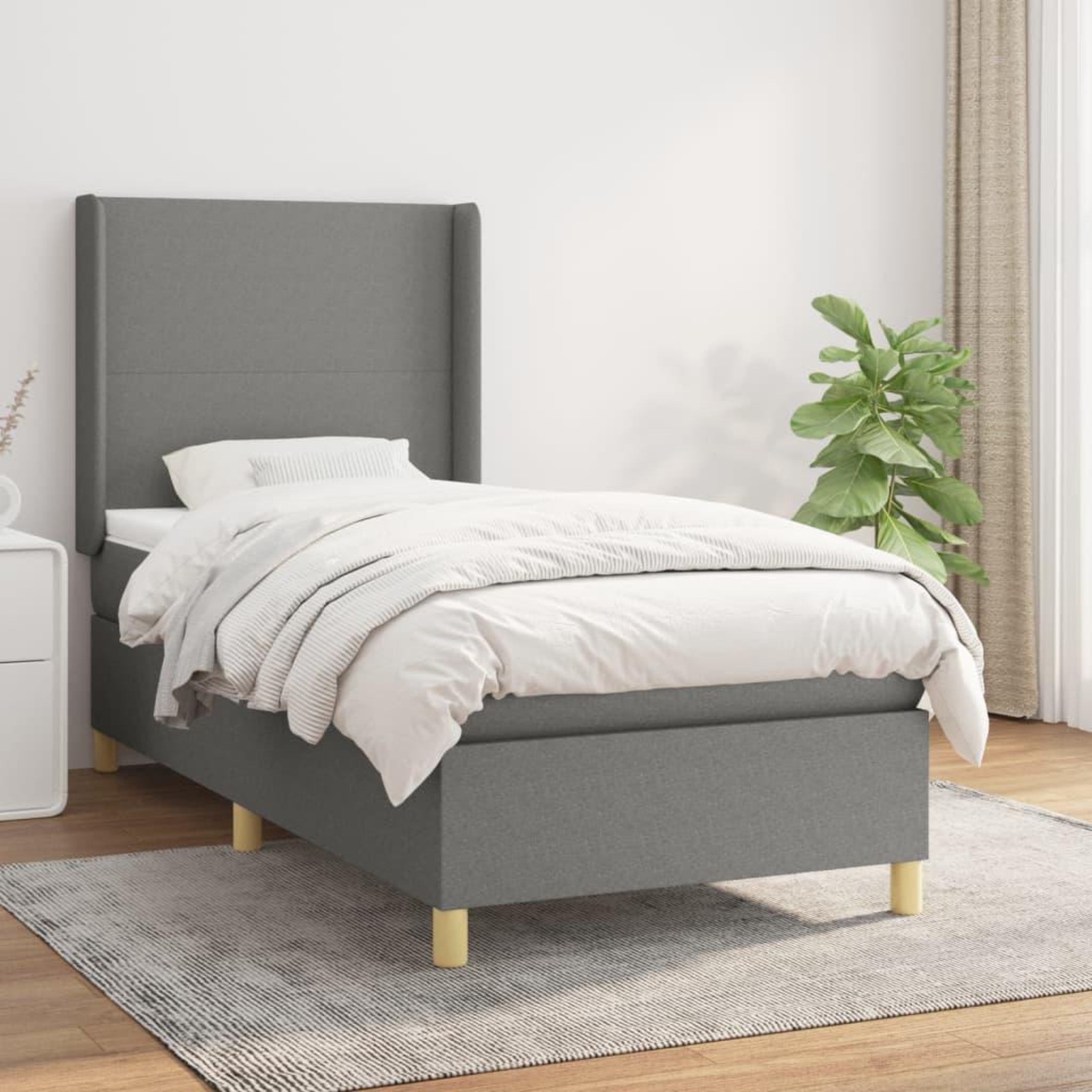 Voir la diapositive 1 : VIDAXL Sommier a lattes de lit avec matelas Gris fonce 80x200 cm Tissu