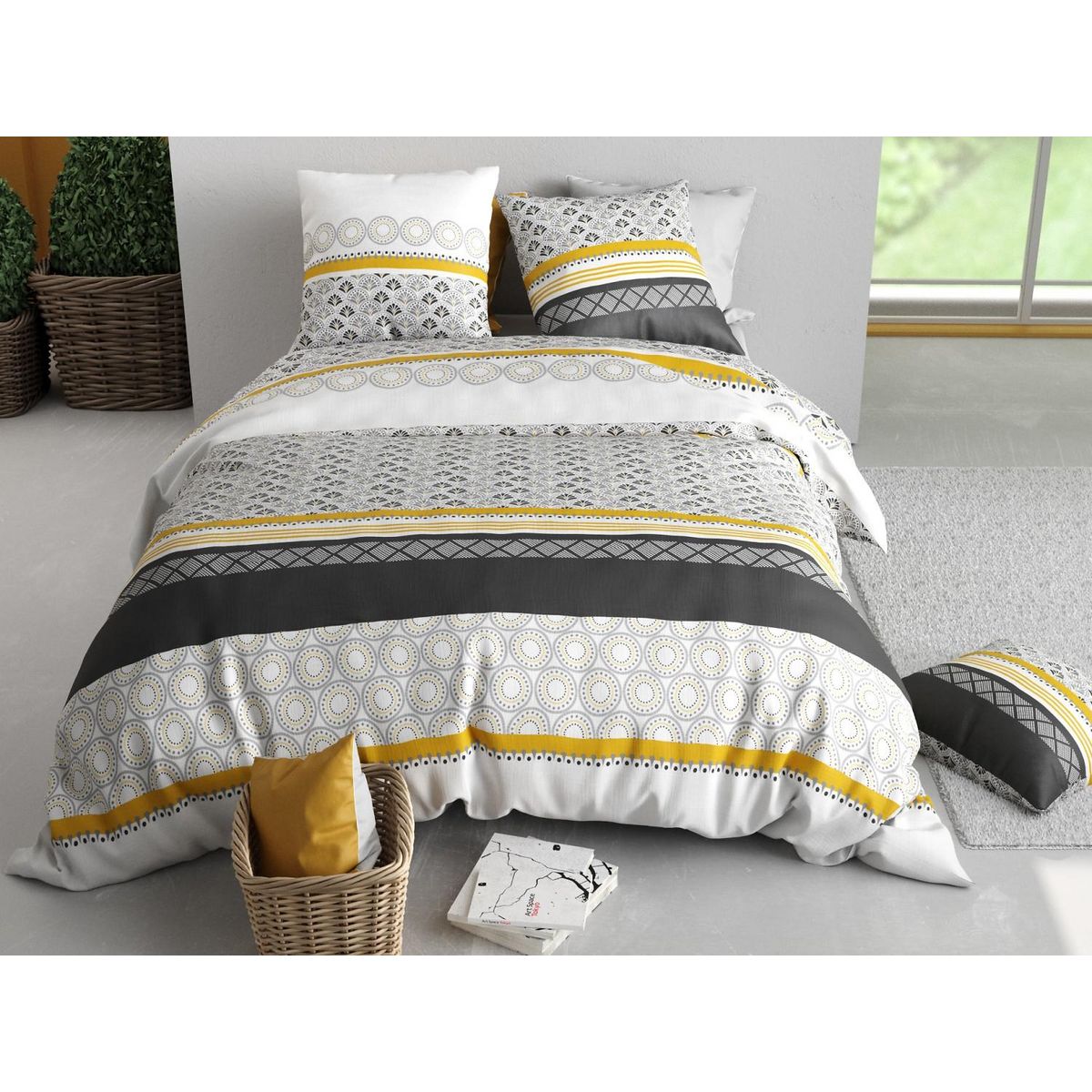 ATELIER DU COTON Parure housse de couette 100% coton 57fils spira