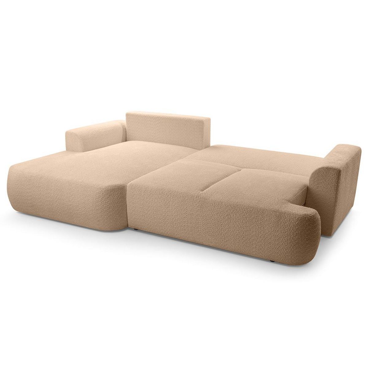 BEST MOBILIER Candela - canapé d'angle gauche 4 places - convertible avec coffre - en tissu bouclette