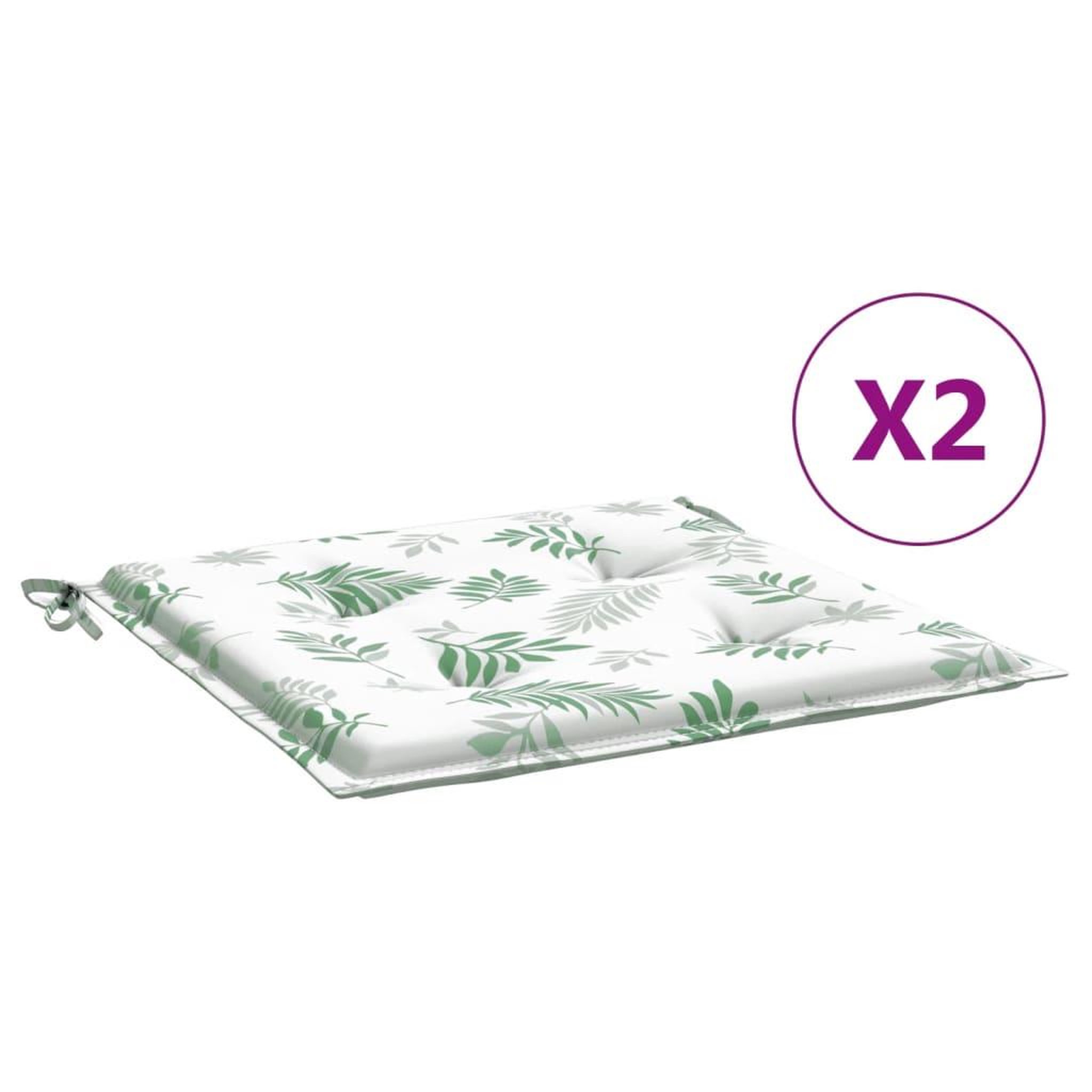 Voir la diapositive 2 : VIDAXL Coussins de chaise lot de 2 motif de feuilles 50x50x3 cm tissu