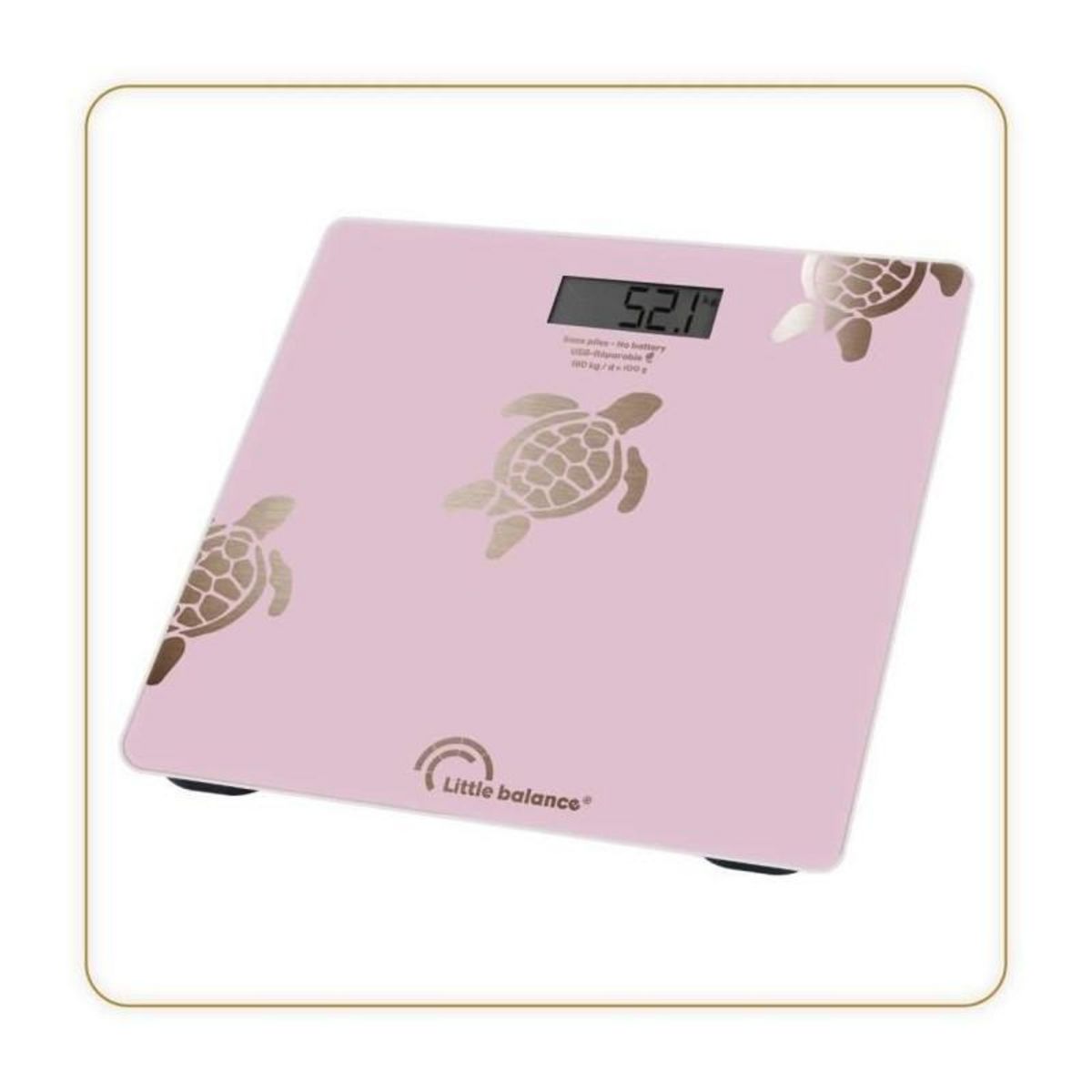 LITTLE BALANCE Pese-personne - LITTLE BALANCE - 8729 - Tortues gold métallisées - USB-réparable - 180 kg / 100 g - Rose