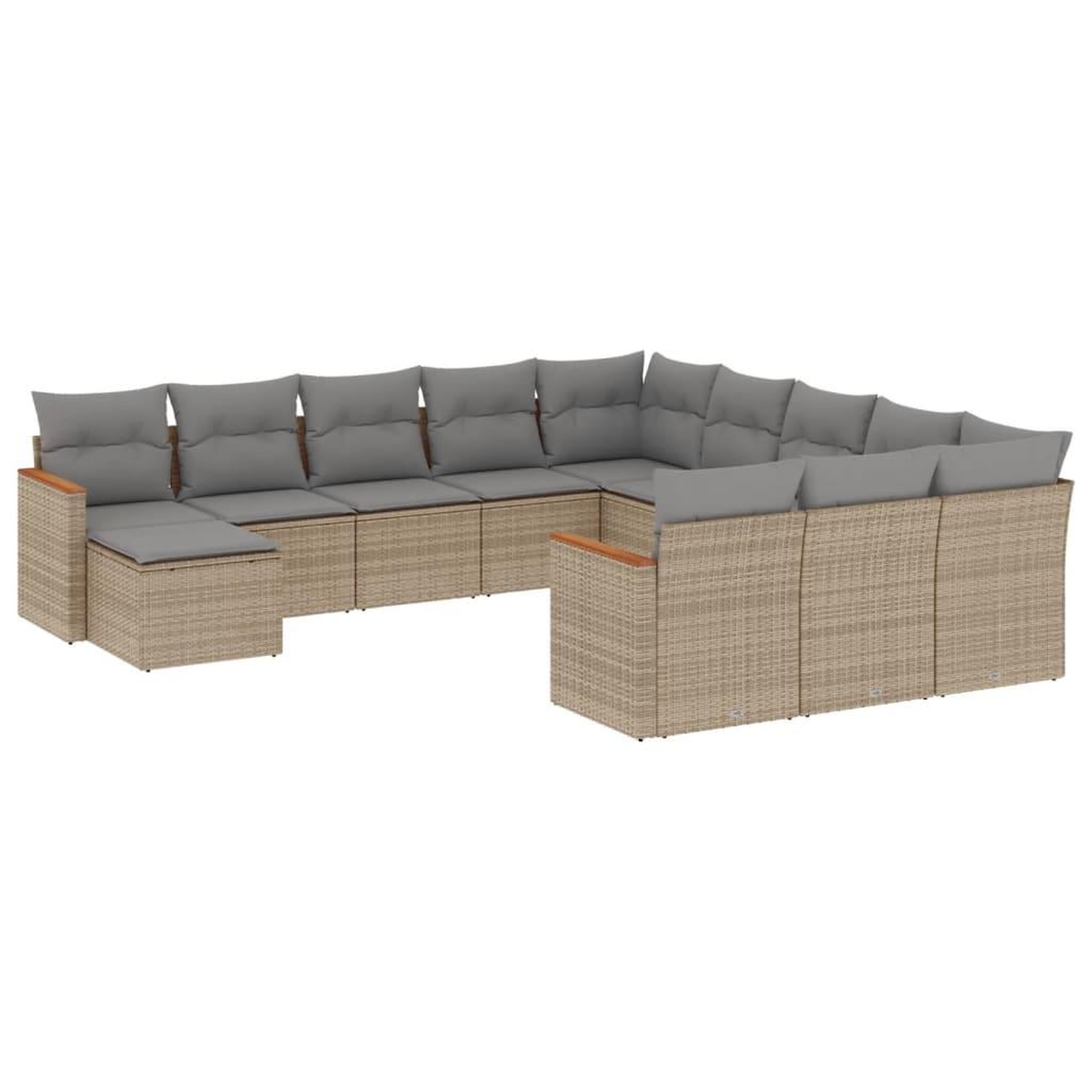 Voir la diapositive 2 : VIDAXL Salon de jardin avec coussins 12 pcs beige resine tressee