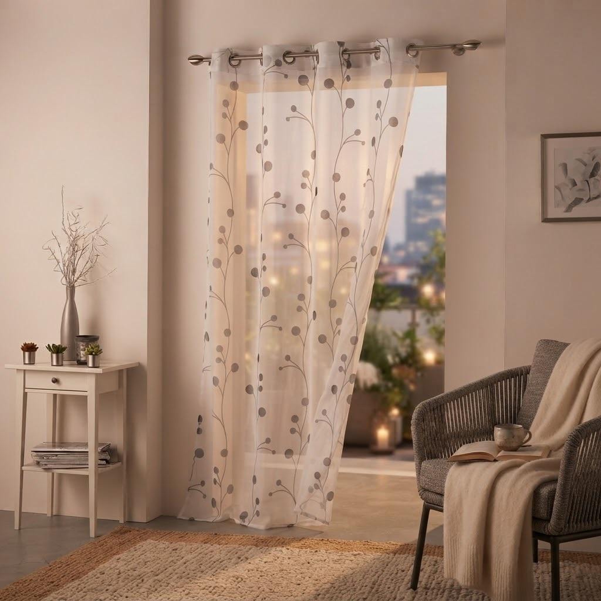 Voir la diapositive 4 : Eden Voilage a oeillets clochettes design et moderne