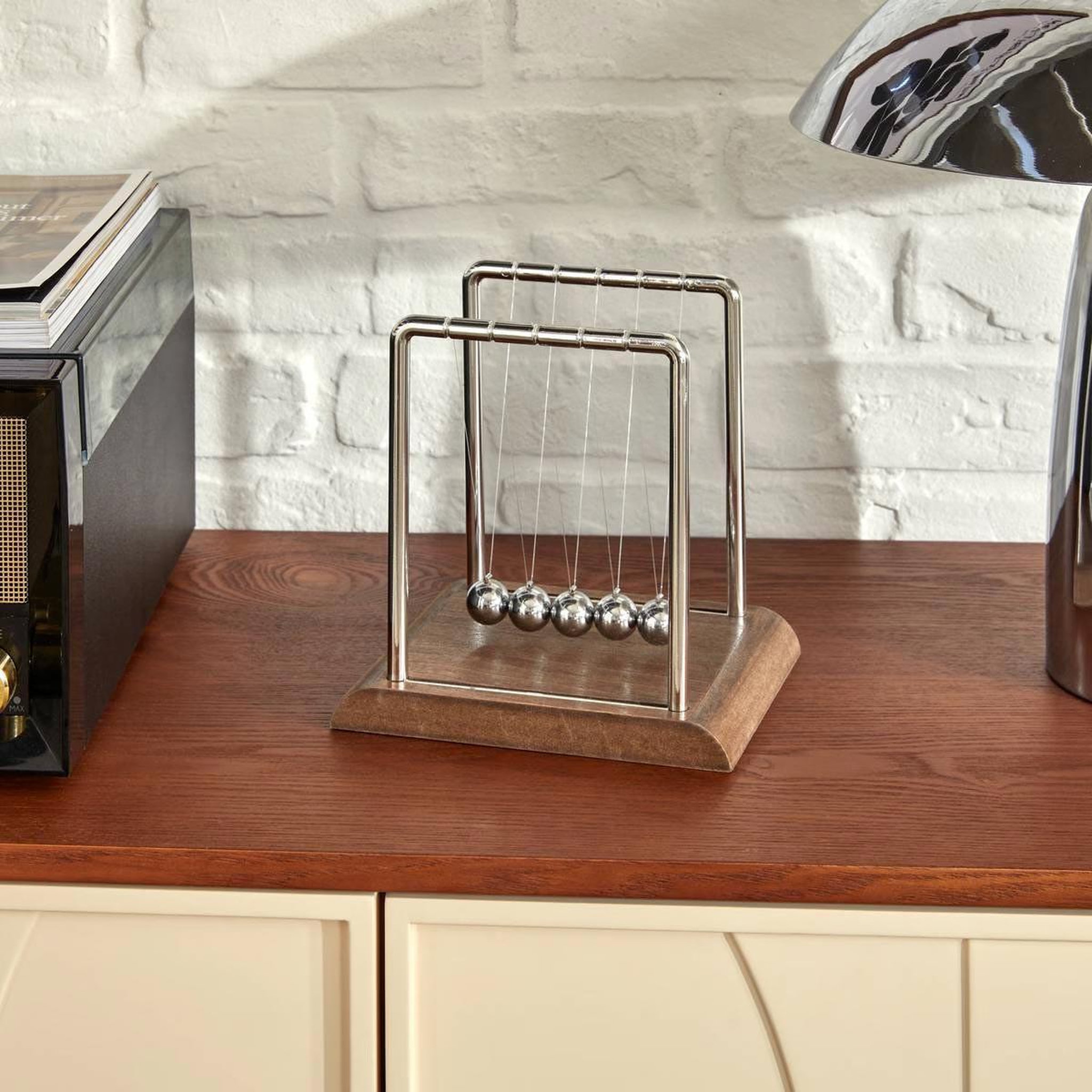 Voir la diapositive 2 : ATMOSPHERA Jeu de pendule déco  sky  18cm marron & argent