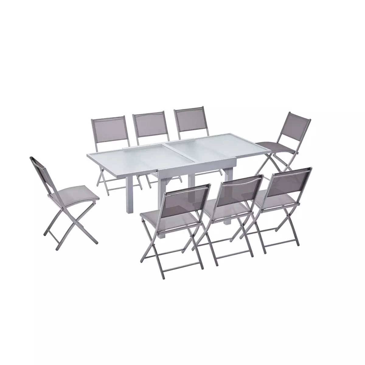 CONCEPT USINE Table de jardin extensible en alu 8 pers + 8 chaises MOLVINA