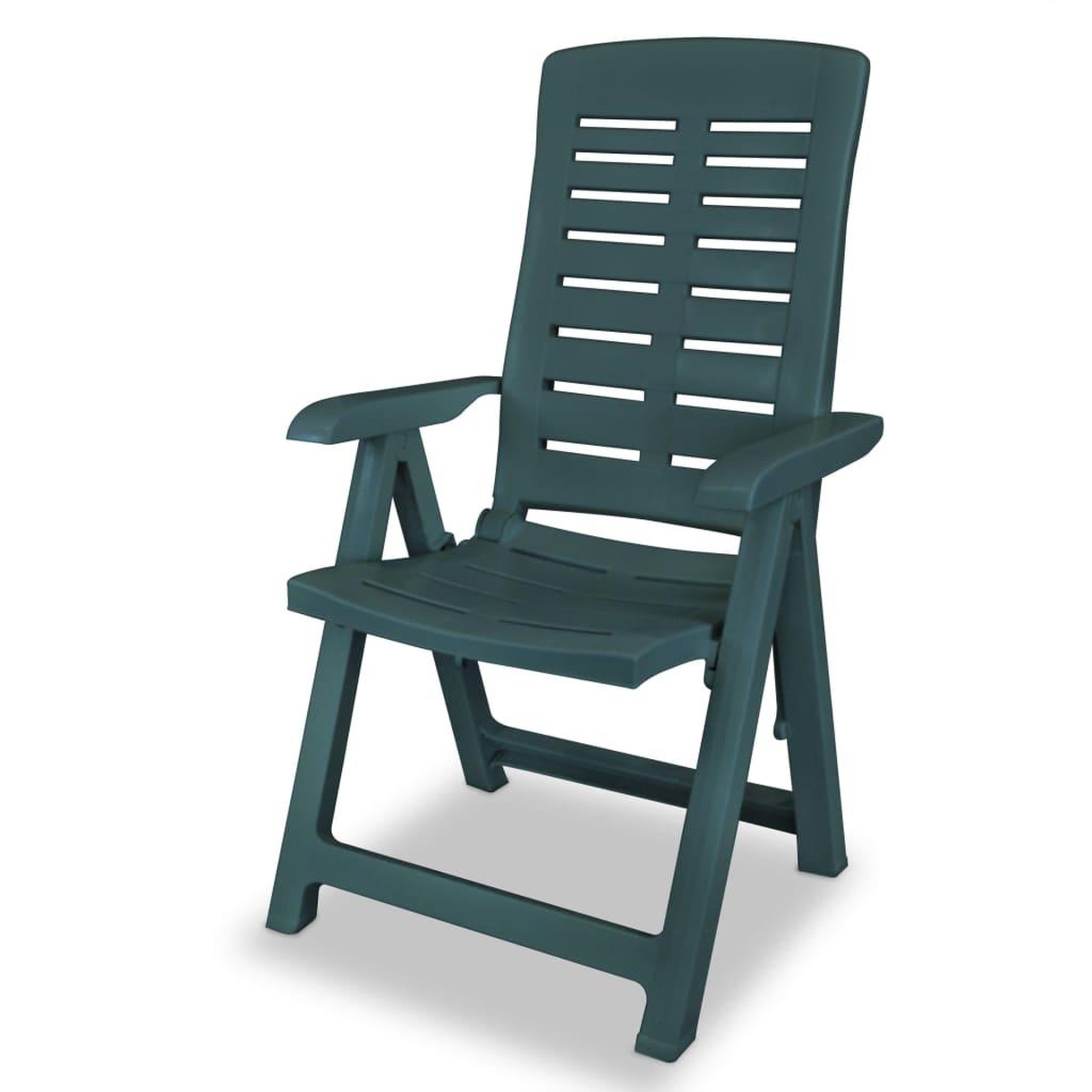 Voir la diapositive 3 : VIDAXL Chaises inclinables de jardin lot de 4 Plastique Vert