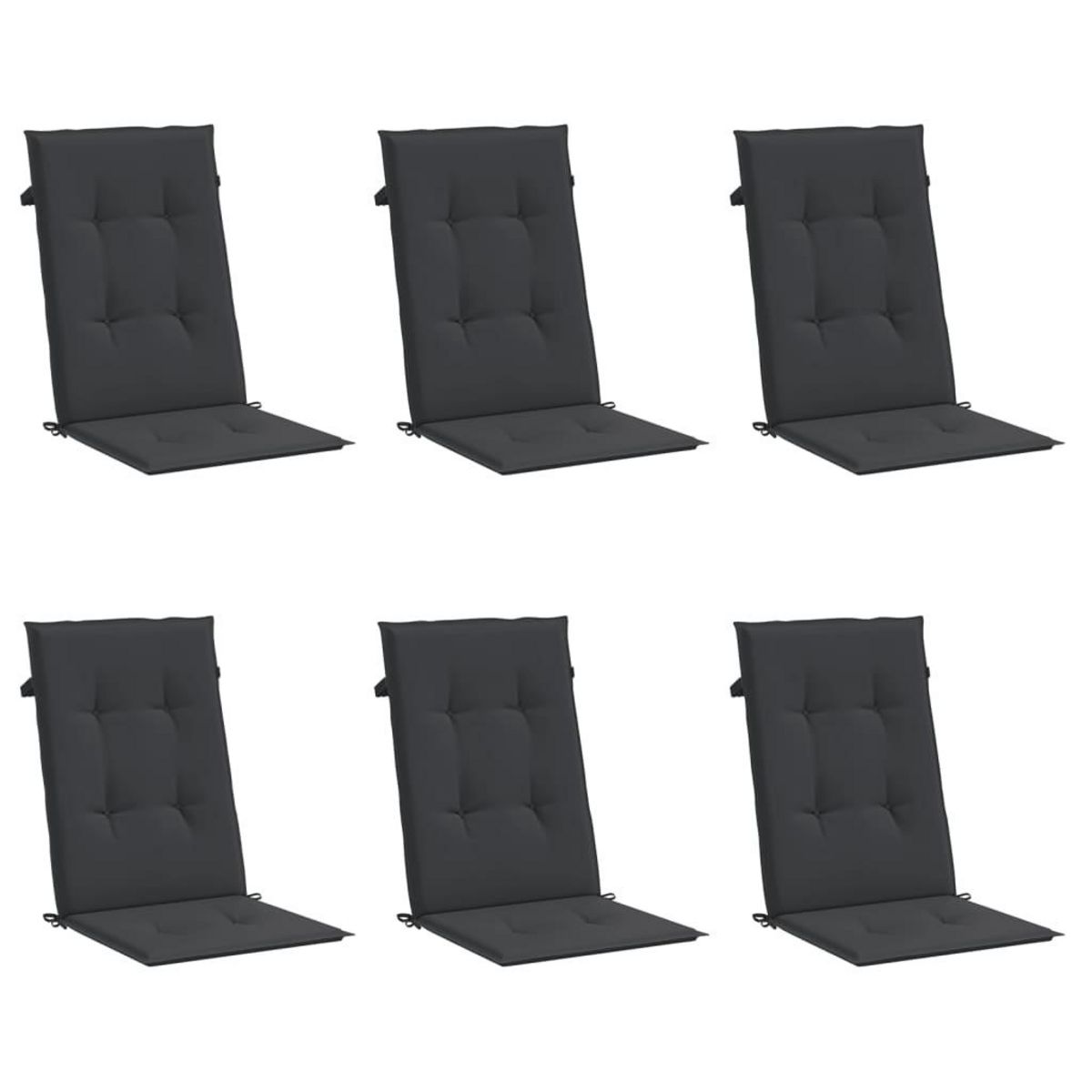 VIDAXL Coussins de chaise de jardin a dossier haut lot de 6 noir tissu