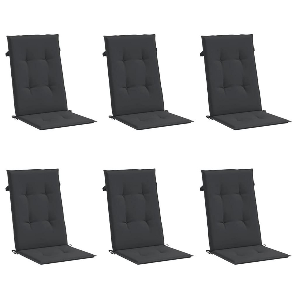 VIDAXL Coussins de chaise de jardin a dossier haut lot de 6 noir tissu