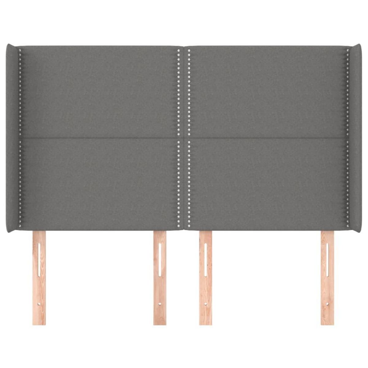 VIDAXL Tete de lit avec oreilles Gris fonce 147x16x118/128 cm Tissu