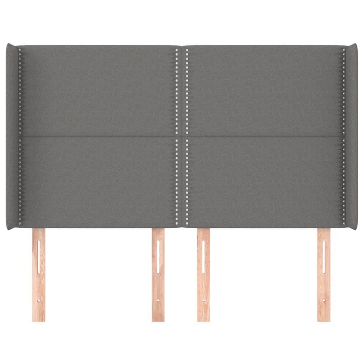 VIDAXL Tete de lit avec oreilles Gris fonce 147x16x118/128 cm Tissu