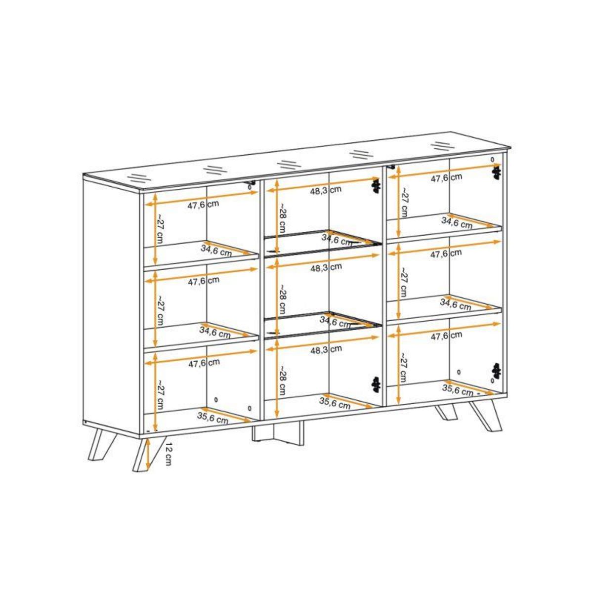 Paris Prix Buffet 3 Portes LED  Thin  150cm Noir & Naturel