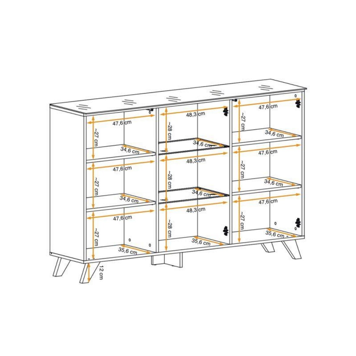 Paris Prix Buffet 3 Portes LED  Thin  150cm Noir & Naturel