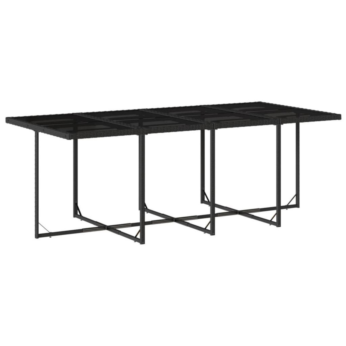 VIDAXL Ensemble a manger de jardin 9pcs coussins noir resine tressee
